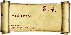 Pető Antal névjegykártya